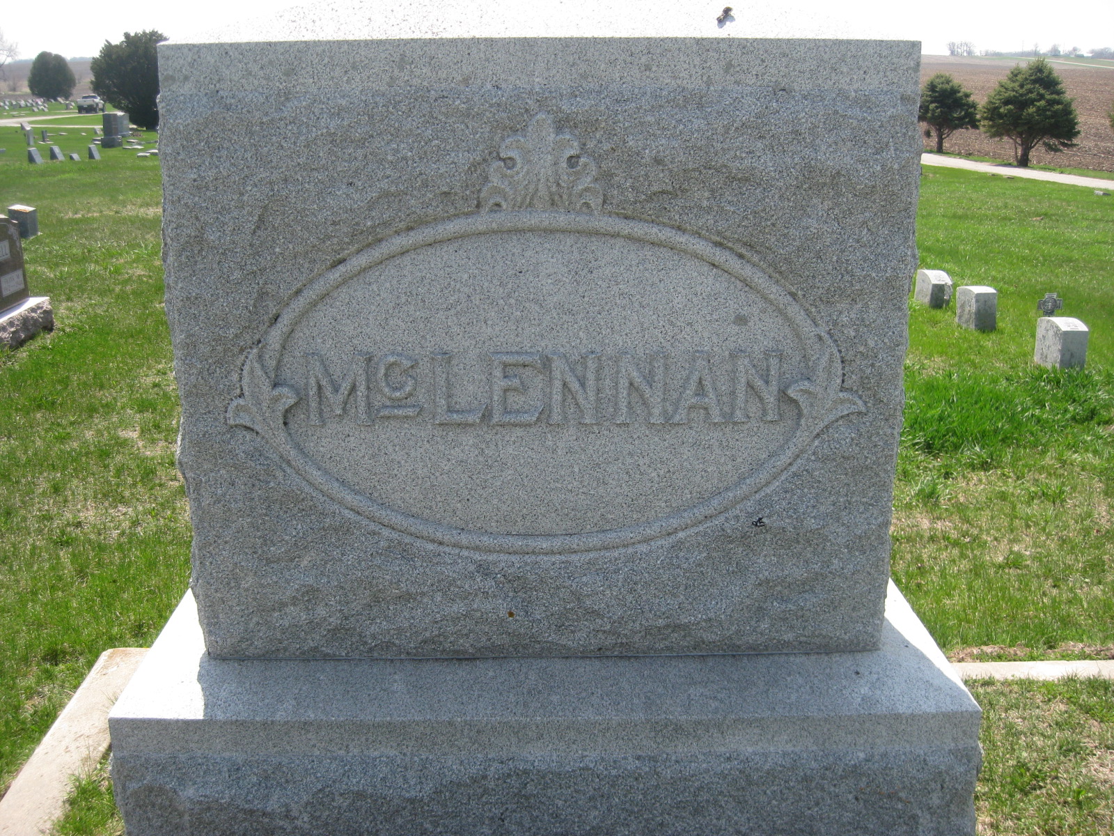 Photo of headstones/McLennan plot stone IOOF section Marengo cem Iowa